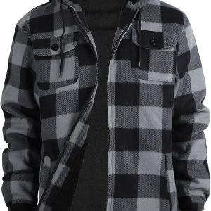 Lined Hoodies for Men'sHeavyweight Full Zip Up Sweatshirt Thick Fleece Jackets Winter Warm Coats